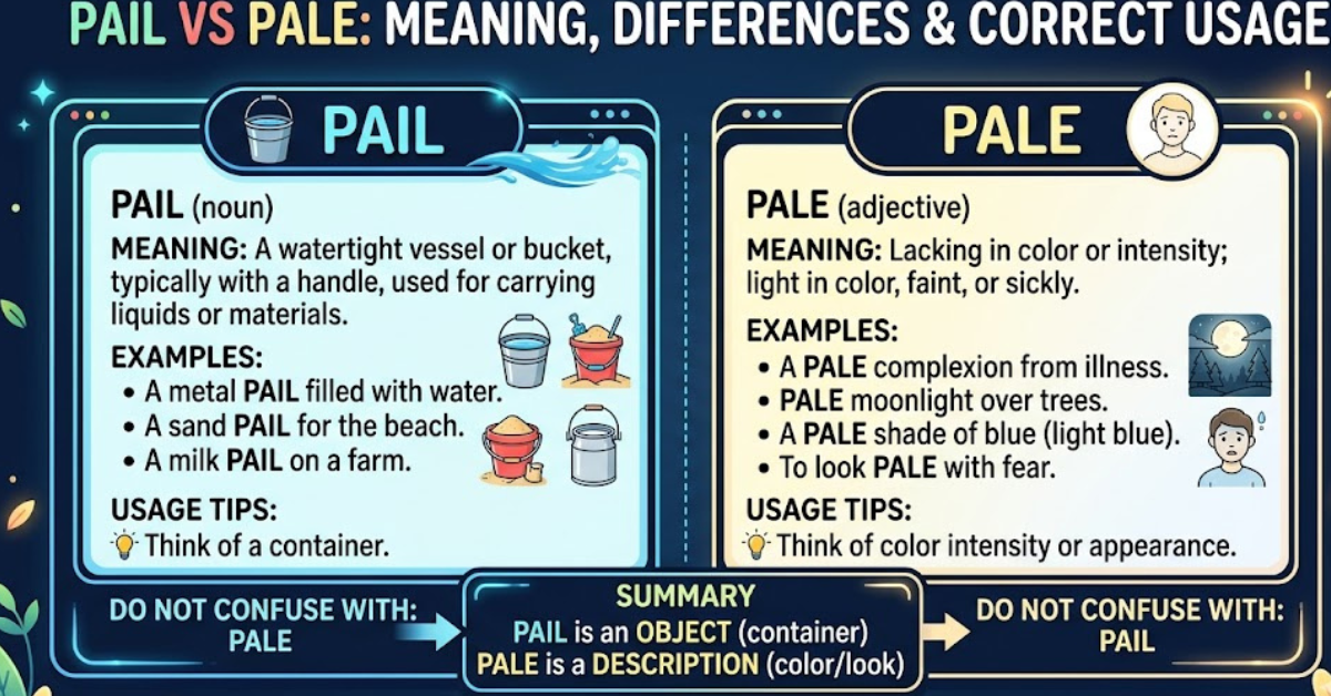 Pail vs Pale: Meaning, Differences & Correct Usage