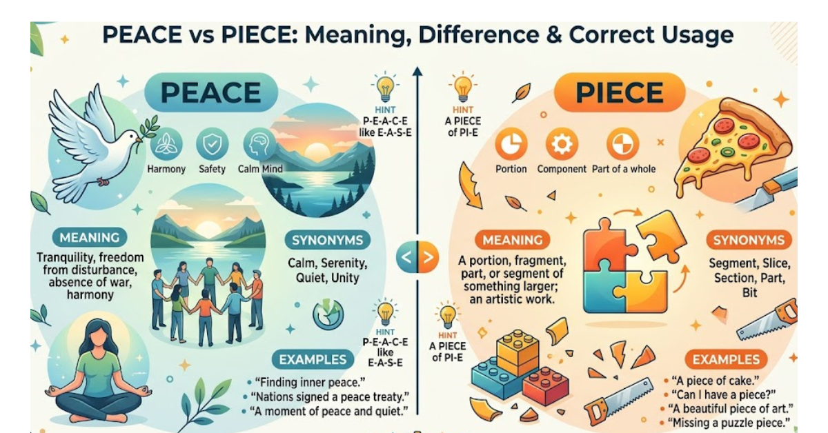 Peace vs Piece: Meaning, Difference & Correct Usage
